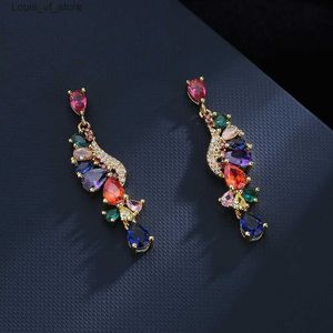 Legria dangle 2021 Orecchini zirconi di lusso color nappa lunghi 925 Pietra colorata d'argento per donne regali di gioielli di compleanno della festa H240423