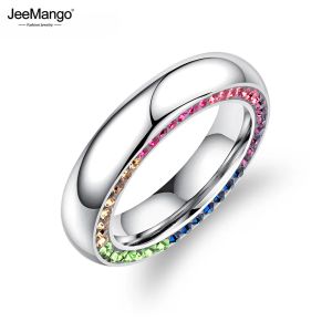 バンドJeemango Luxury Sparkling Cubic Zirconia Wedding Rings for Colorful Rhinestone Statement Bands Engagement Ring JR19173