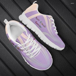Casual Shoes INSTANTARTS Friends Forever Lines Mesh Fashion Breathable Comfortable Summer Women's Sneakers Walking Flats Lace-up