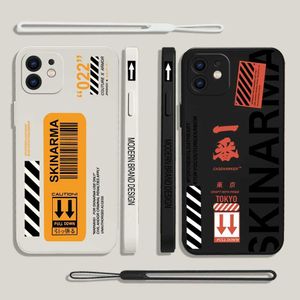 Zderzenia telefonu komórkowego gorące etykiety kod kreskowy Skinarma Case Telefon dla OnePlus Nord 3 2 9R 9 8T 8 7 7t Pro 6 5G płyny silikonowy z paskiem ręcznym Y240423