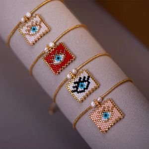 Strands Hand Woven Evil Eye Bracelet Italian Charm Beaded Miyuki Boho Women Fashion String Jewelry Men Bohemian Turkish Gift Wholesale