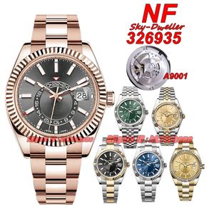 NF Luksusowe zegarki n Super 42mm Rose Gold 326935 A9001 Automatyczne męskie zegarek Sapphire Brown Dial Złote Bransoletka ze stali nierdzewnej Gents