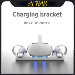 Stövlar som laddar Dock för Oculus Quest 2 VR -headset och Controller Charge Station Stand Base med 2x1800mAh Batteriset för Meta Quest 2