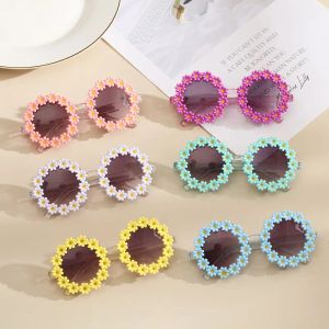 Sunglasses Fashion Kids Round Flower Sunglasses Cute Children Daisy Sunglasses Girls Boys Sport Shades Outdoor Sun Protection Eyewear