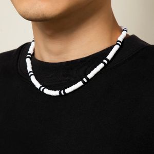 Halsband polymer lera kort choker halsband män mode enkel vit och svart halsband krage 2022 mode smycken tillbehör manlig gåva