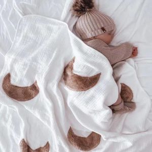Uppsättningar 3 lager spädbarn filt swaddle baby moon filtar nyfödda muslin bomull swaddle filt baby sängkläder täcker spädbarnshandduk