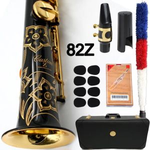 Saxofon Ny MFC Saxofonsopran 82Z Professional Soprano Sax Custom Black Lacquer Single Piece Straight Mouthpiece Reeds Neck Case