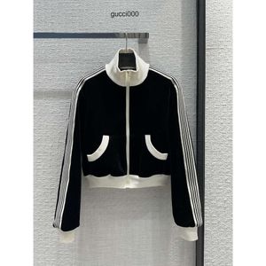 Milan Runway Womens Jackets 2024 New Stand Stand Collar Manga Longa Brand Mesmo Estilo Coats Designer Tops 0121-1