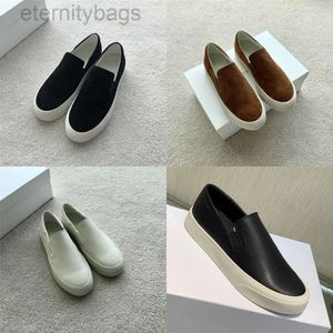 The Row the * The * Simple Lucky Shoes Womens One Leather Leather Scale Slea Slate Bottom Leather Round Round Head White Casual Lazy Shoes Pi3n 2024