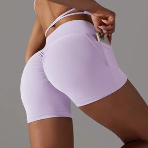 Cross Waist Naked Feel Yoga Shorts Women Gym Fitness Runnning Squats Scrunch Butt Squat Proof With Packet 240407