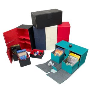 Bins 200+ Card Deck Storage Box for MTG YGO TCG Card Children Gathering Card Toy Hobbies Portable Leather PU Trading Card Deck Box