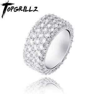 TopGrillz 5 linhas congeladas de zircão cúbico de zircão de zircão dourado colorido de cor de prata Men039s Hip Hop Jewelry for Gifts Y112444485496