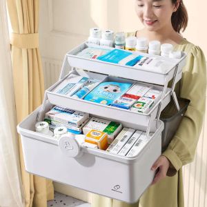 BINS HOME LAGRING BOX Stor kapacitet Portable Medical Organization First Aid Kit Tool Box med handtag Multi Layer Home Classification