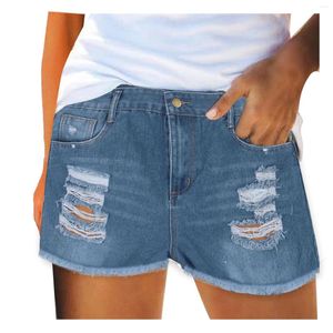 Frauenhose jog Shorts Frauen Loch schlanker Sommer sexy Taille Jeans hohe Kompression für