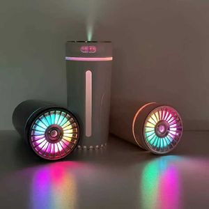 加湿器ワイヤレスカーエア加湿器ポータブル300ml USBディフューザーアトマイザーRGB LEDカラーライト付きホームベッドルームに適したY240422