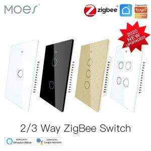 Control ZigBee Smart Light Switch,Wall Touch Panel,With Neutral/No Neutral ,No Capacitor,Tuya Smart Life,Works with Alexa,Google Hub Req