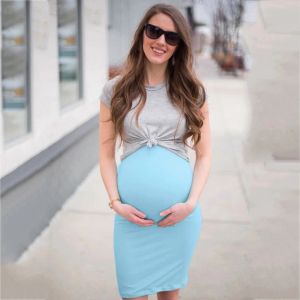 Dresses 2022 Spring and Summer New Fashion Maternity Suit Solid Color Round Neck Tshirt Suspenders Maternity Skirt Twopiece Set