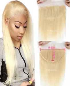 13x6 TranparentHD LACE Frontal 613 Blonde Brazilian Straight Human Hair Closure Preucked of Baby Hair1593631