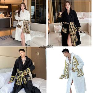 Womens Lingerie Pamas Sexy Classic Porno Baroque Bathrobe Cotton Thickened Facecloth with Belt Mens Robe Medium-length Homewear