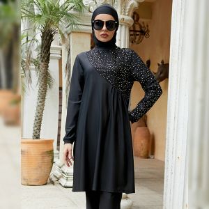 Abbigliamento 2023 Burkini Musulmul Swim costumi di nuoto nero Moder Modest Fashion Women Hijab Women ISLAMIC Full Swimsuit Long Maniche da bagno Abbigliamento da bagno