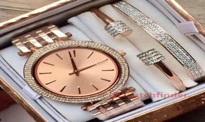Rose Gold Gold Diamond Iced Out Ladies Watch M3192 M3190 Box originale Designer di lusso Orologi da polso Orologi Braccialette7671775