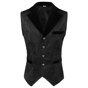 Vests Fashion Trend Men Jacquard Suit Vest Men's Classic Black Business Wedding Prom Party Dress Slim Fit Waistcoat