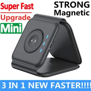 Laddare 3 i 1 magnetiskt trådlöst laddningsstativ för iPhone 14 13 12 Pro Max X Airpods Apple Watch 8 7 6 Fast Charging Dock Station