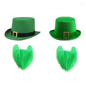 Beralar Eğlenceli Sakal İrlandalı Shamrock Hat Green Leprechaun Partiler ve Toplantılar İçin Mükemmel