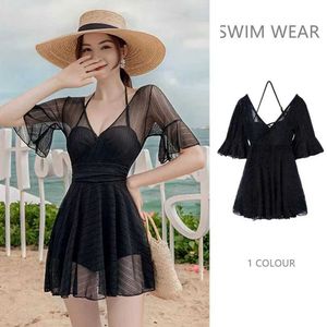 Swim Wear One Piece Solid Swimsuit Skirt Women Conservative Push Up With Pad Swimming Swimwear Bareding Abita