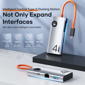 Hubs Rock 4 in 1 USB 3.0 Hub Typ C bis RJ45 USB 3.0 Adapter Ethernet Port Docking Station für MacBook Xiaomi Dell iPad Huawei OPPO