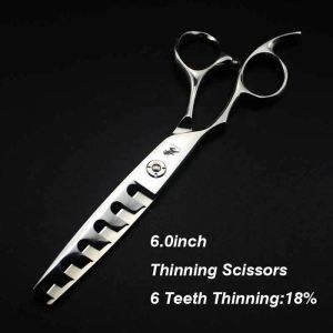 Shears Professional Sinistra Scissori a sinistra 6 denti in acciaio inossidabile 440c Stilisti per capelli Scissori Scissori Scissori Scissori Shears