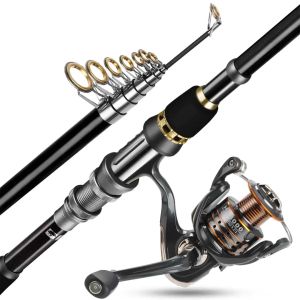 Accessories PLUSINNO Telescopic Fishing Rod and Reel Combos Full Kit, II Carbon Fiber Fishing Pole12 +1 Shielded Bearings Stainless Steel BB