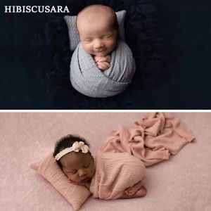 Kudde nyfödd babyfotografering wrap kudde set stickad stretch filt swaddle texturerat tygtyg 40*160 cm foto rekvisita