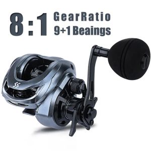 Tillbehör SoUgayilang Enkel handtag Baitcasting Reel 9+1BB 8.0: 1 Höghastighetsgjutningsrulle centrifugalbromsar Power Fishing Reel Pesca