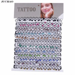 Colares Juchao Collares Colares de gargantilhas de tatuagem vintage para mulheres charme gótico colar de cristal gótico presente de casamento feminino presente