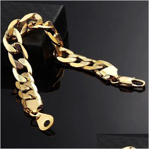 Braclotto di braslet a catena 2024 Maschio colore dorato dorato 14k Gold Gold Embossing Cuban Link Bracciale per uomini Hiphop Gioielli Droping Dlenge Brace Dhqiv