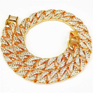 15mm Big Cuban Chain Gold Chain Full of Diamond Tide Brand Hiphop Rap Hip Hop Necklace