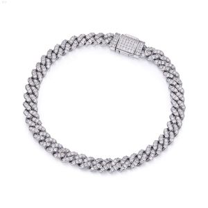Abiding Fine Jewelry Gra Vvs S925 Silver 6mm Wide Moissanite Cuban Chain Necklace for Men