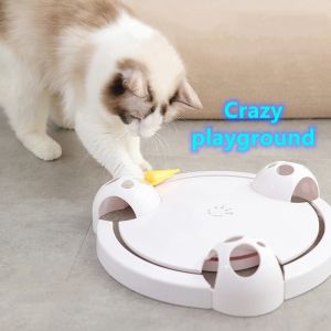 Toys New Interactive Cat Toy Funny Cat Automatic Rotating Cat Play Teaser Plate Mice & Animal Toys Electric Playing Exercise pet Toy