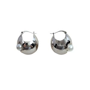 French style exaggerated earrings silver needles and high-end pearl