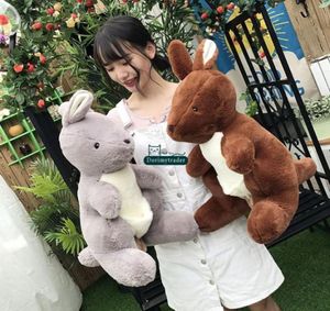 Dorimytrader New 58cm Big Cute Soft Animal Kangaroo Plush Doll Stuffed Cartoon Kangaroos Toy Pillow Lover and Child Present DY615978683794