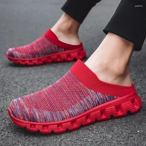 Sandaler 36-48 kvinnors andningsbara nät promenad mulor sneakers för män öppnar rygg slip på skor kvinnor bekväma utanför