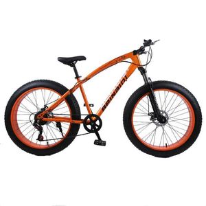 Cyklar 26 tum Big Tire Mountain Bike 7-växlad Mountain Bicycle Shock-Absorbing Beach Bike 4.0 Extra Fat Tire Snow Variable Speed ​​Bike Y240423