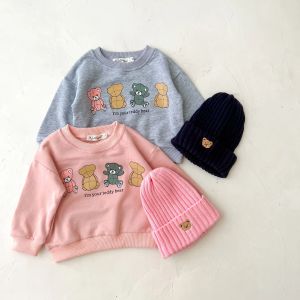 Sweatshirts Infant Girl Cute Cartoon Bear Sweatshirts Baby Fashion Bottoming Shirt Boy Allmatch Cotton Soft Long Sleeves Tops