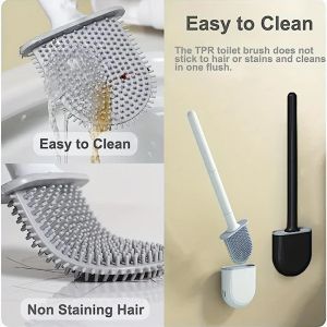 Holders Hanging Silicone Toilet Brush Cleaner with Long Handle Flexible Cleaner Bathroom Brush Quick Drying Holder Bathroom Accessories