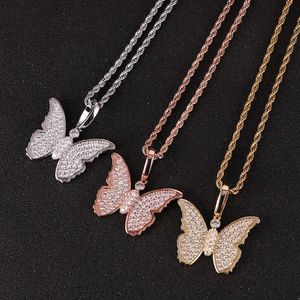 Newly Launched Little Butterfly Full Zircon Trendy Hip Hop Fashion Exquisite Pendant Necklace Girl Gift