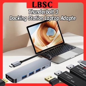 Hubs 8 In 1 TypeC 3.1 To 4K HDMIcompatible Adapter USB 3.0 Hub Thunderbolt 3 Docking Station Laptop Adapter For Macbook Air iPad Pro