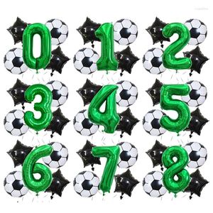 Party Decoration 5st/Set Football Soccer Theme Helium Air Balloon 32 tum nummer folie globos pojkar födelsedagsleksaker evenemangsmaterial