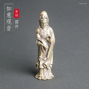 Brincos de colar Definir bronze puro ruyi guanyin estátua comprimido nnhai bodhisattva adoração buda escultura de arte moderna