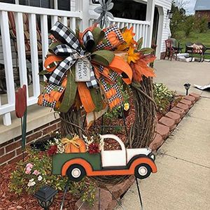 Dekorativa blommor 35 cm hängande välkomna Garland Orange Farm Pumpkin Festival Tema för bröllop Doors Halloween Thanksgiving